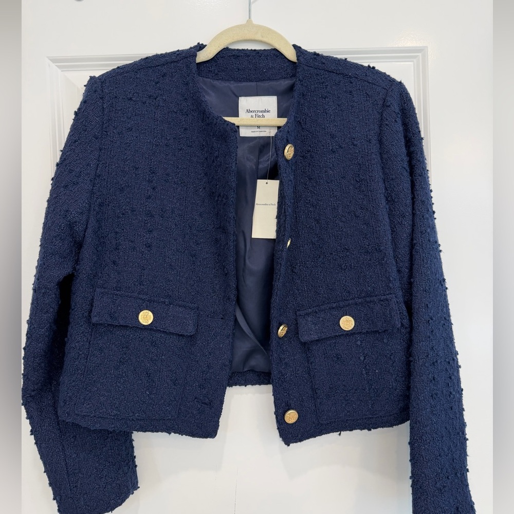 Collarless Tweed Jacket